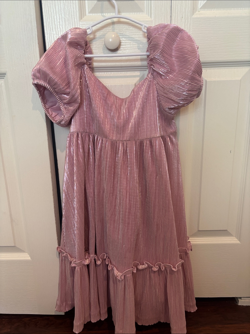 Janie And Jack Dusty Pink Shimmery Puff-Sleeve Dress
